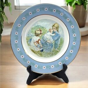 Decorative Plate with Pastoral Scene and Blue Border